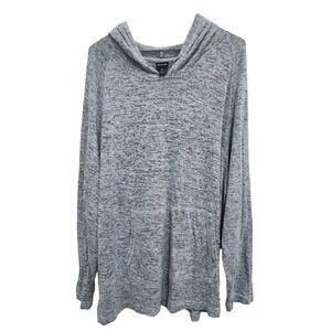 DB Sunday Womens Soft Knit Hoodie‎ Size 1X Heather Blue Long Sleeve Pullover